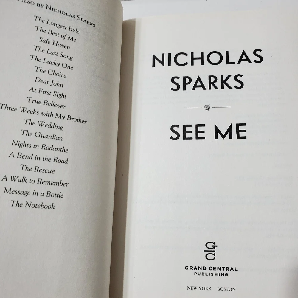 NWT Nicholas Sparks See Me Hardback book 📙📖